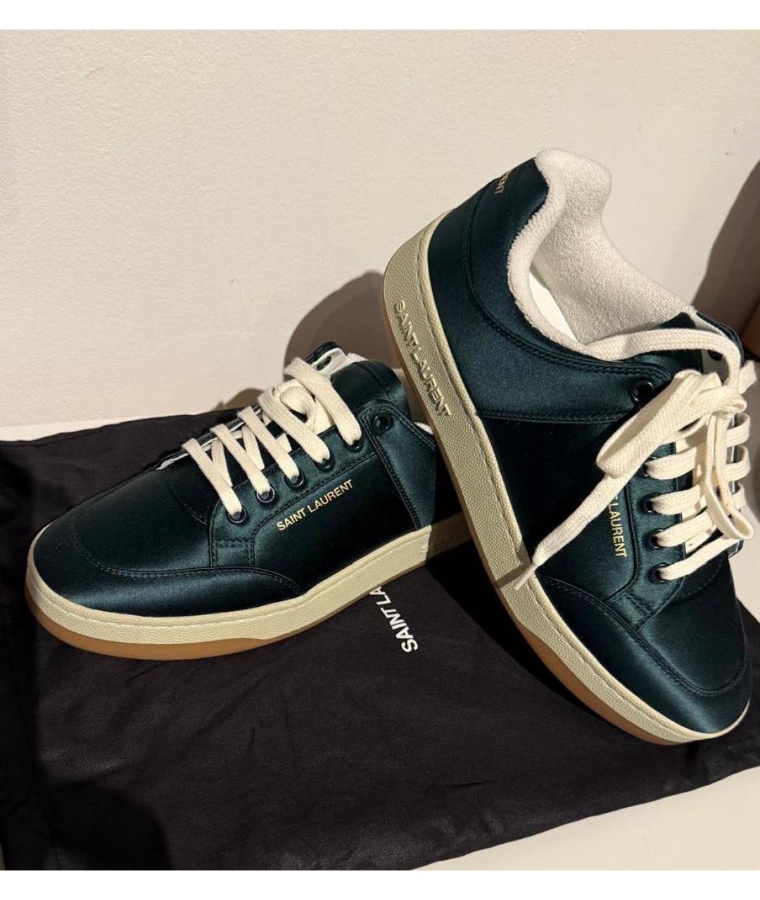 SAINT LAURENT Зеленые бархатные кеды, фото 3