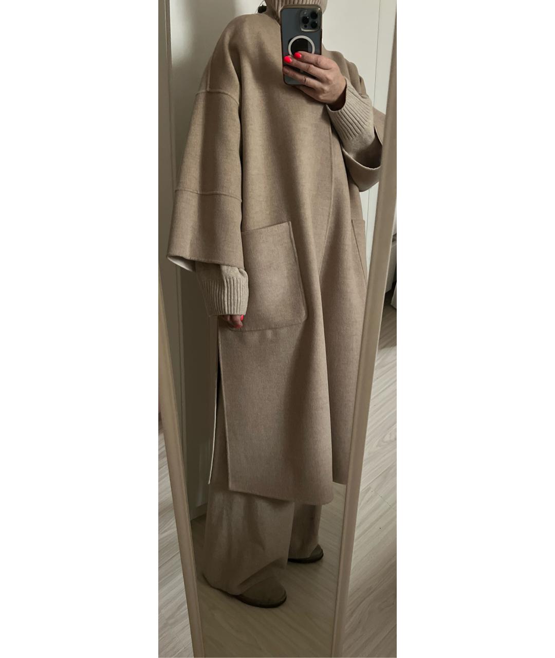 WEEKEND MAX MARA Бежевое шерстяное пальто, фото 8