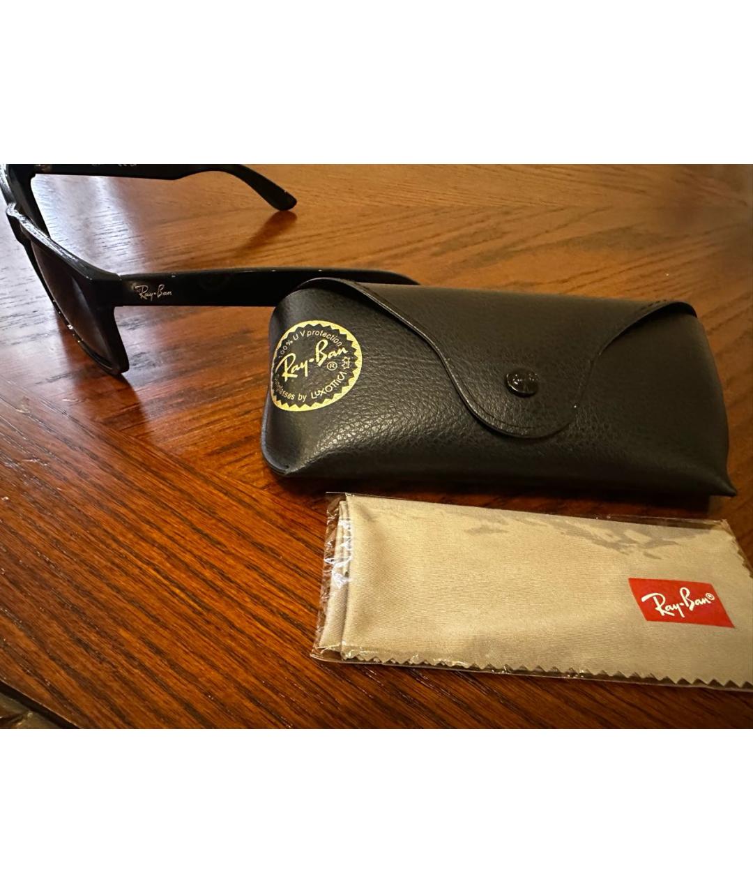 RAY BAN Черные пластиковые солнцезащитные очки, фото 4
