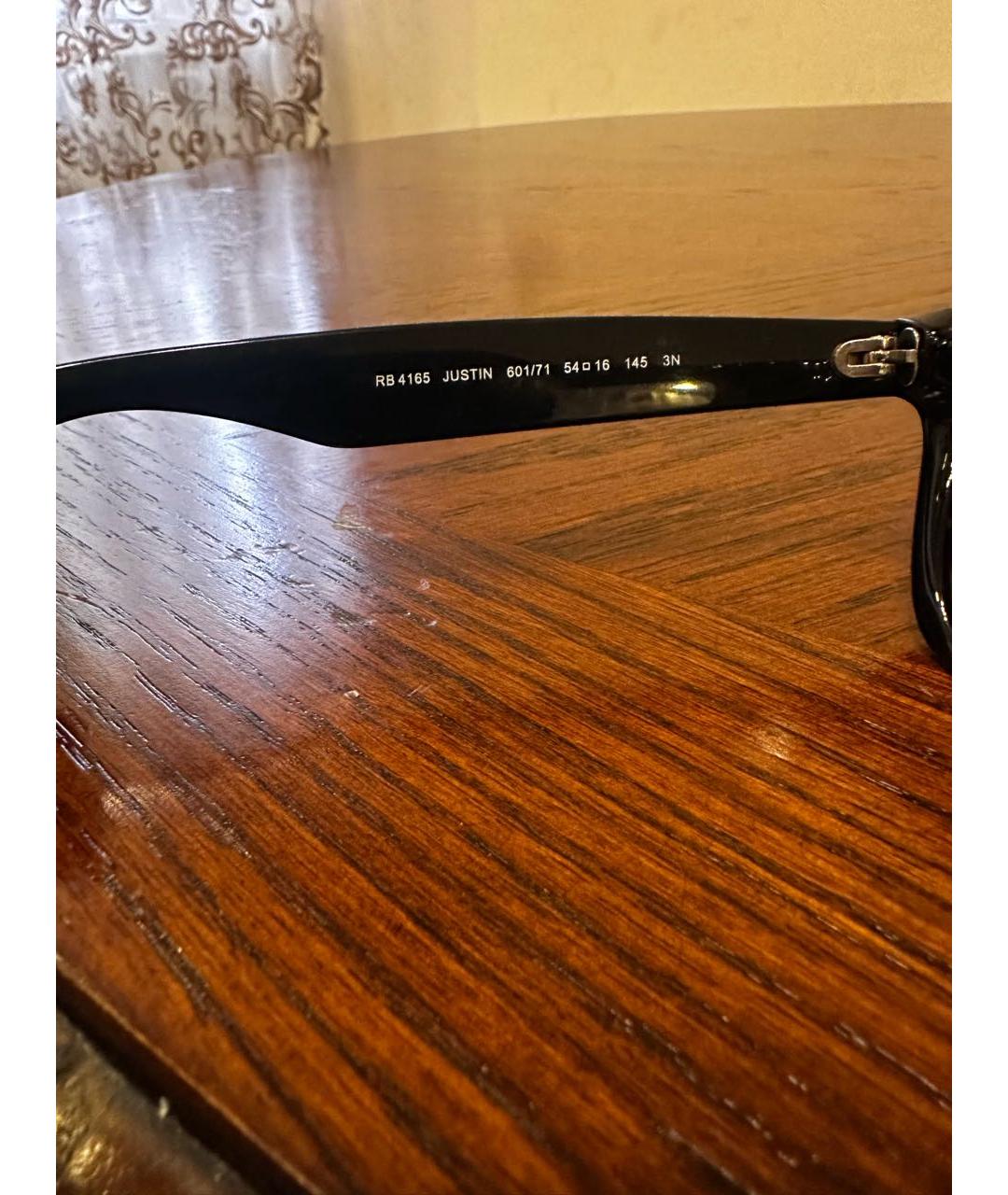 RAY BAN Черные пластиковые солнцезащитные очки, фото 3