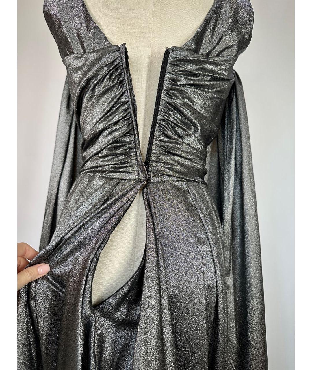 VIVIENNE WESTWOOD Серебряное шелковое вечернее платье, фото 6