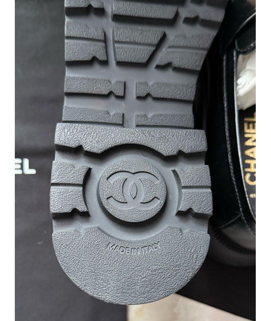 CHANEL Черные кожаные лоферы, фото 4