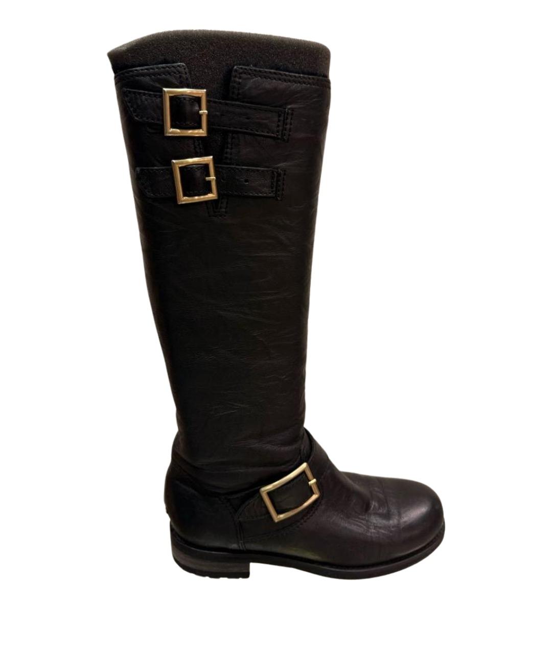 JIMMY CHOO Черные кожаные сапоги, фото 1