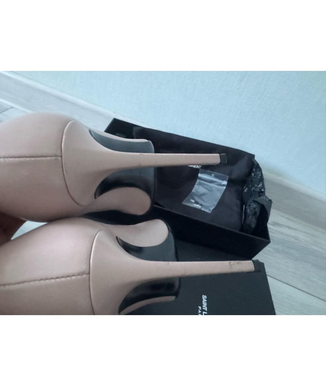 SAINT LAURENT Бежевые кожаные туфли, фото 4