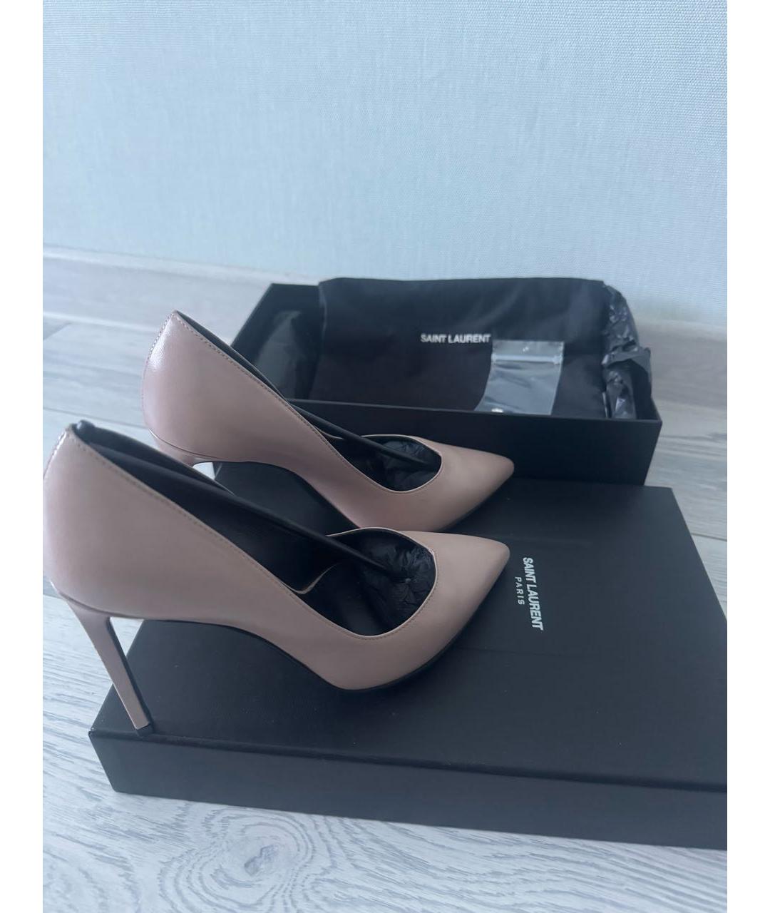 SAINT LAURENT Бежевые кожаные туфли, фото 3