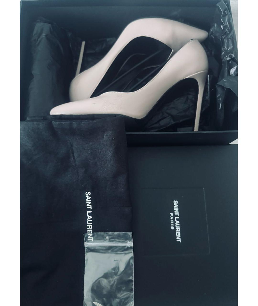 SAINT LAURENT Бежевые кожаные туфли, фото 6