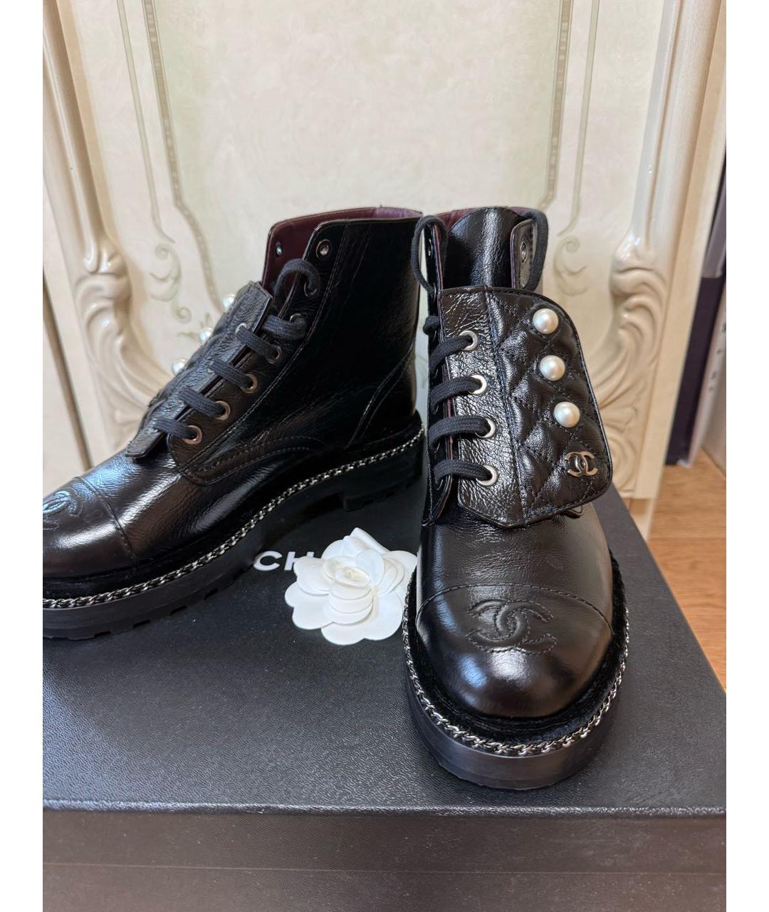 CHANEL Черные кожаные ботинки, фото 6