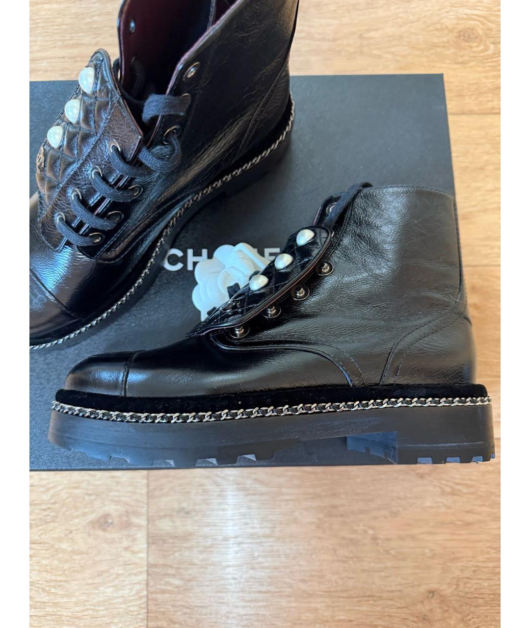 CHANEL Черные кожаные ботинки, фото 4