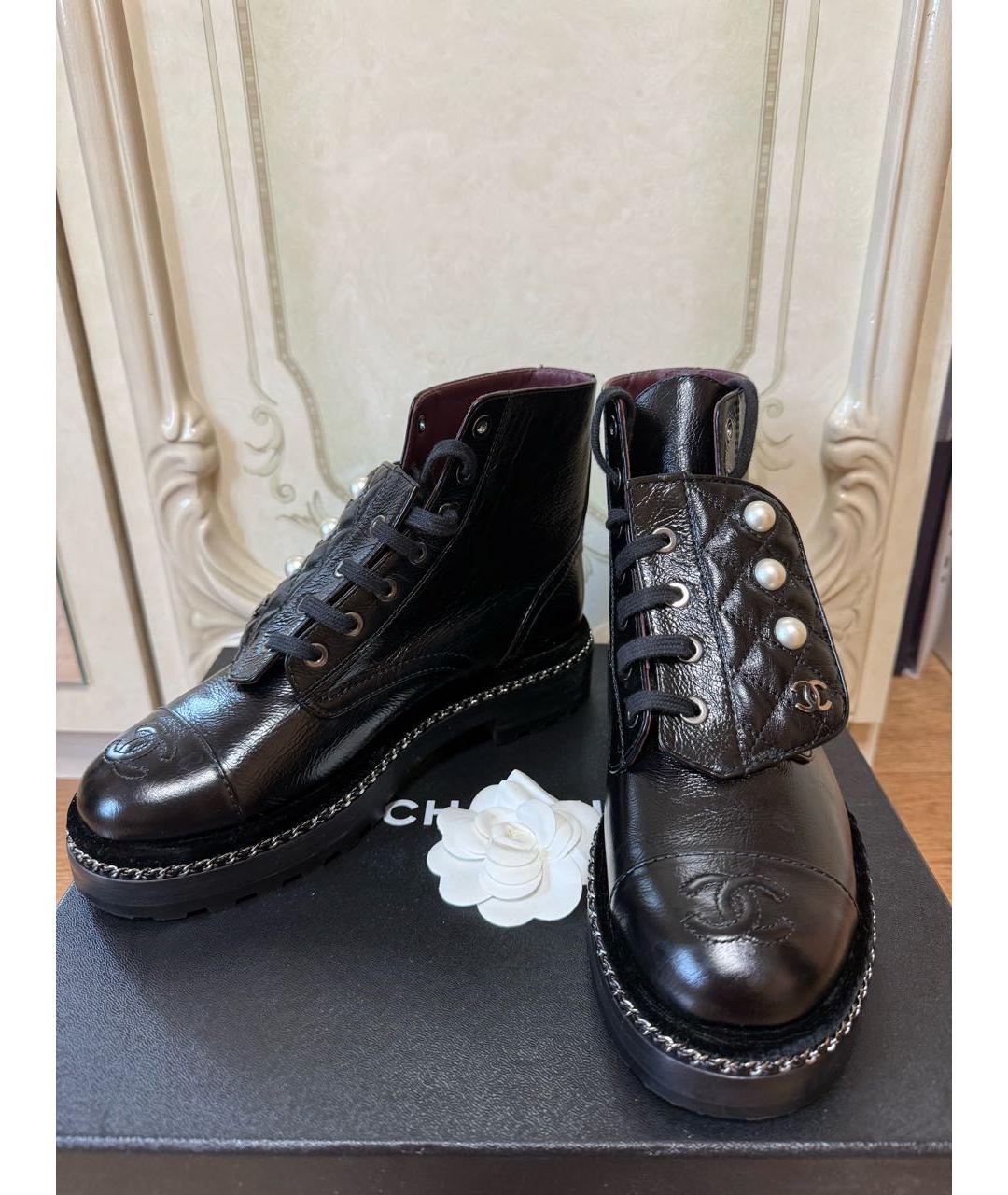 CHANEL Черные кожаные ботинки, фото 2