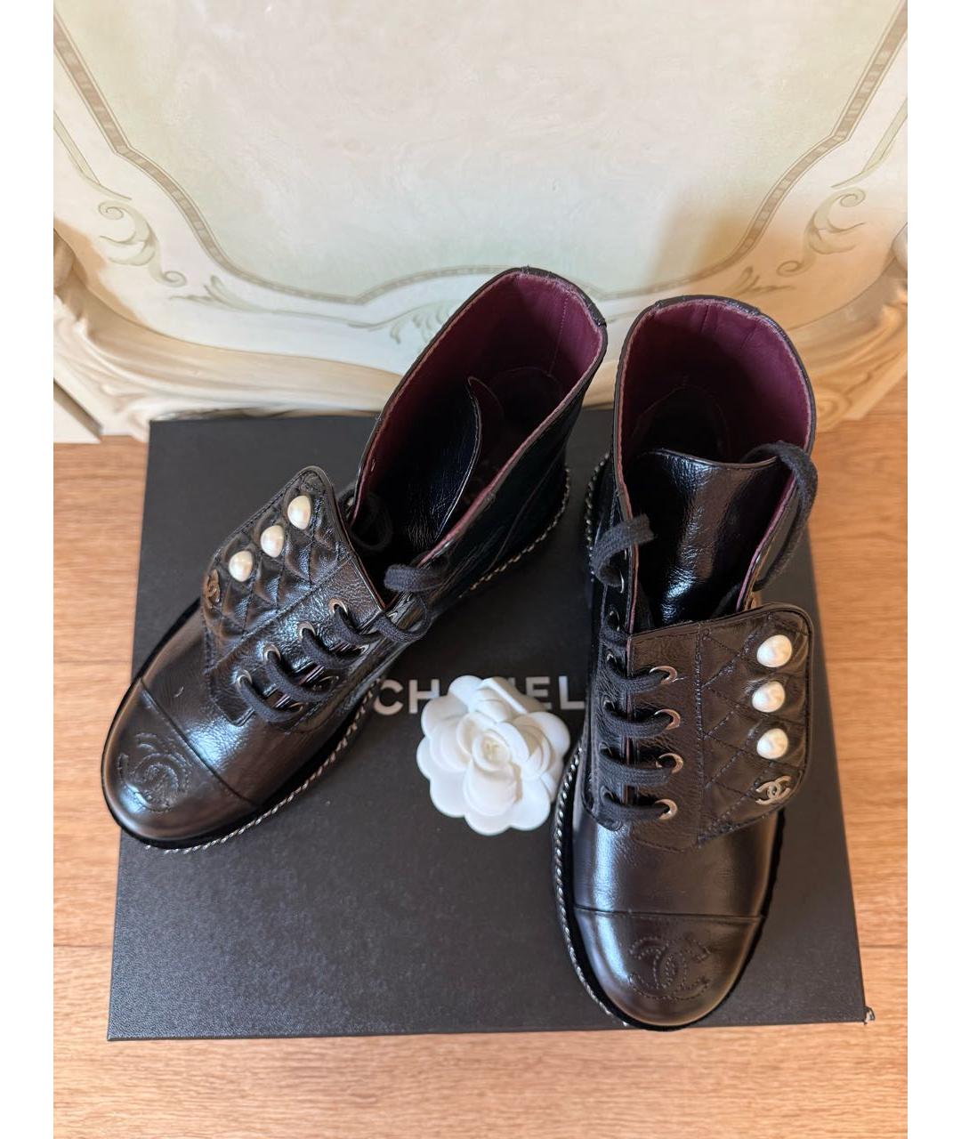 CHANEL Черные кожаные ботинки, фото 3