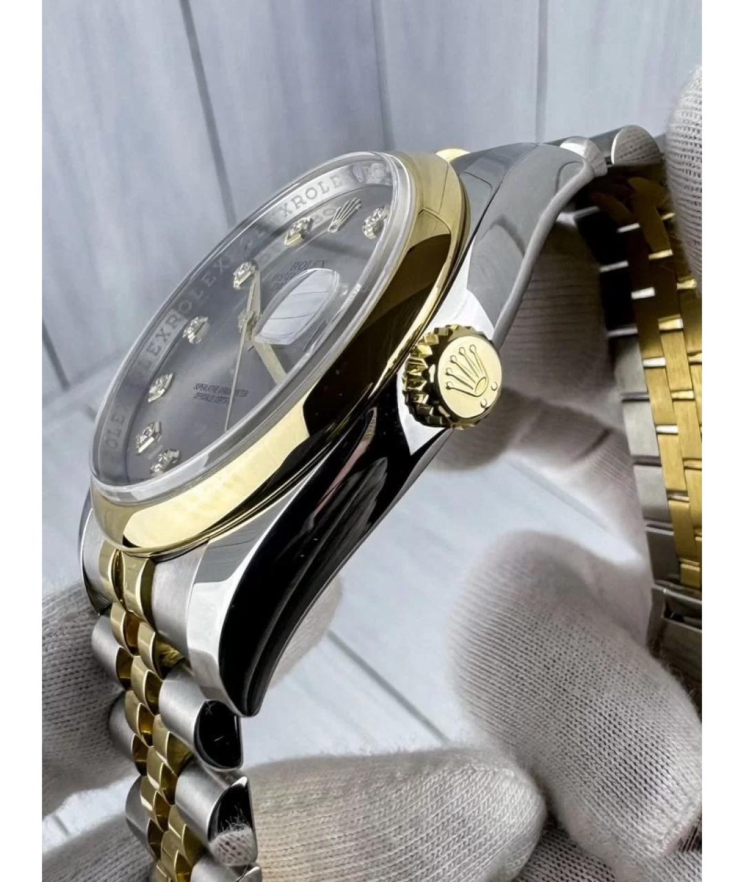 ROLEX Серые часы из желтого золота, фото 4