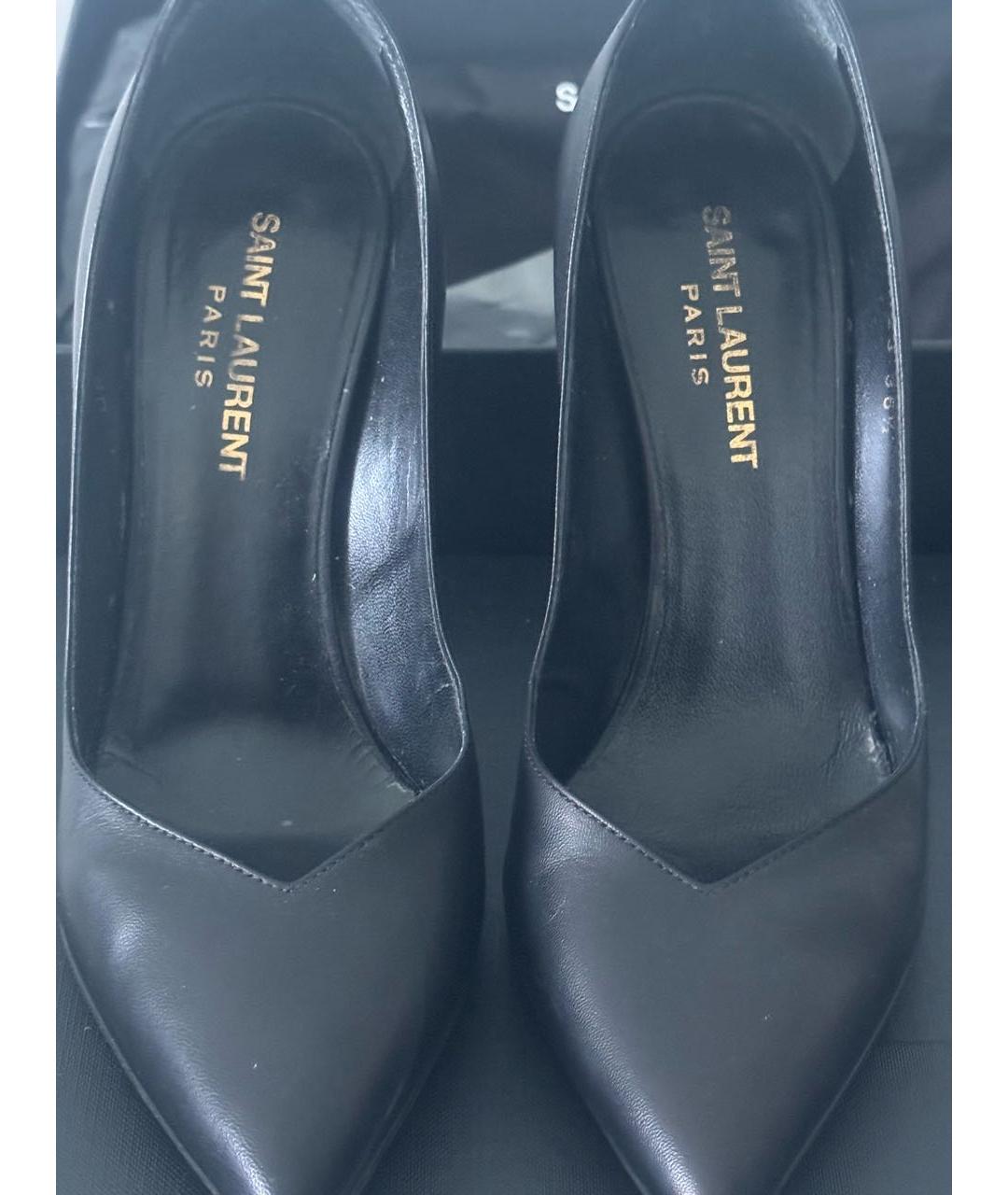 SAINT LAURENT Черные кожаные туфли, фото 2
