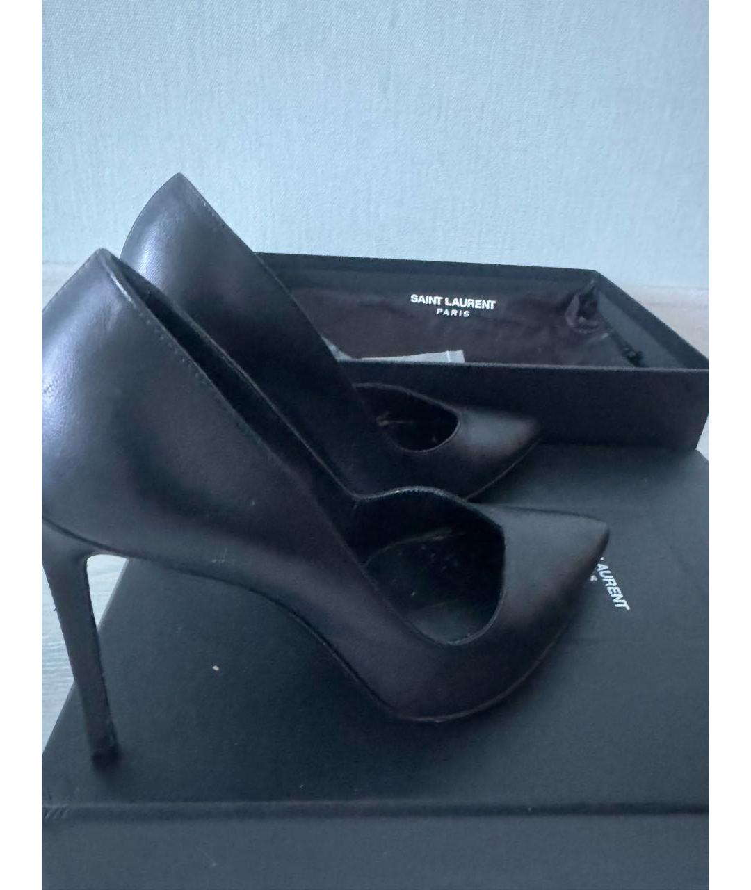 SAINT LAURENT Черные кожаные туфли, фото 6