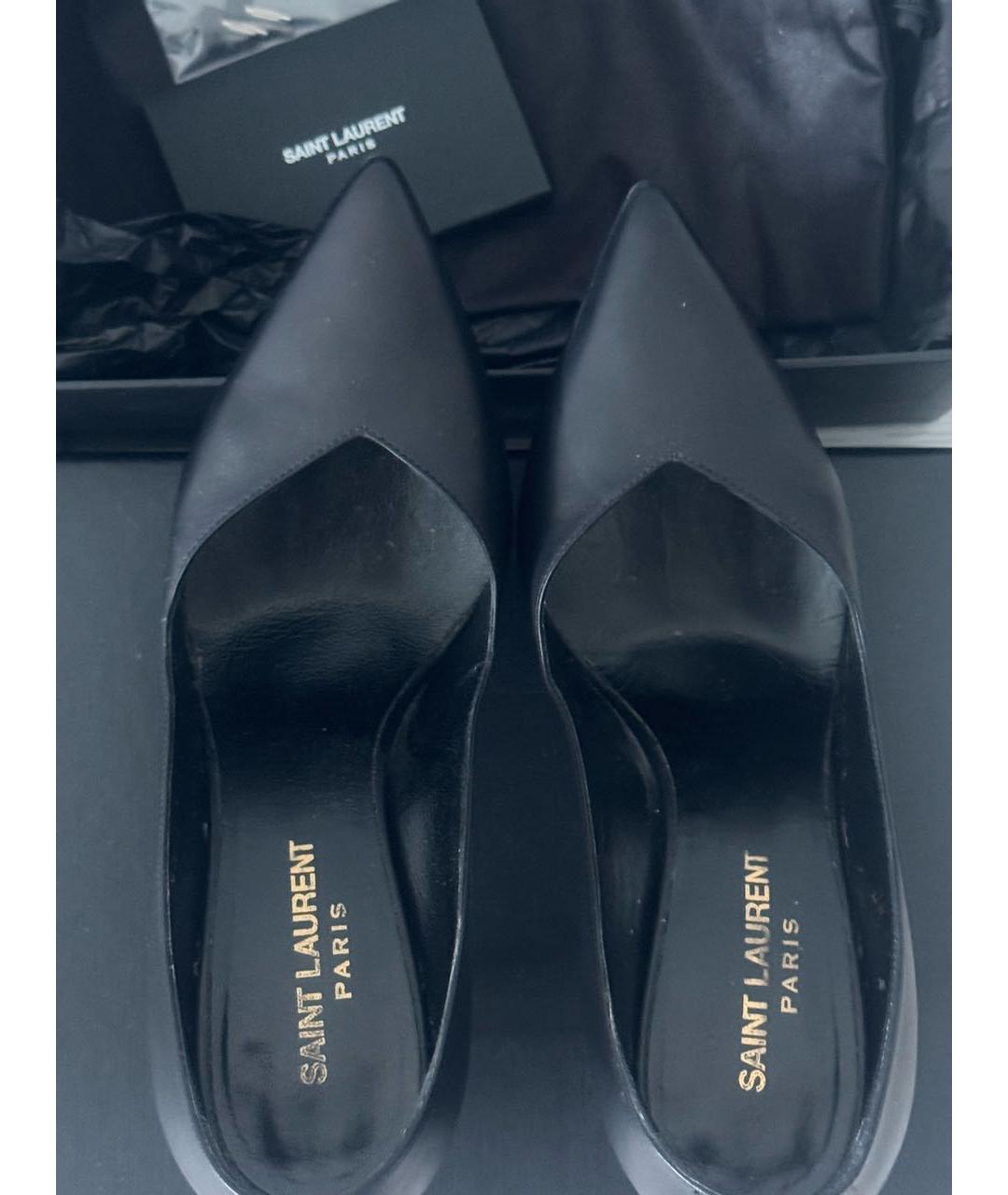 SAINT LAURENT Черные кожаные туфли, фото 3