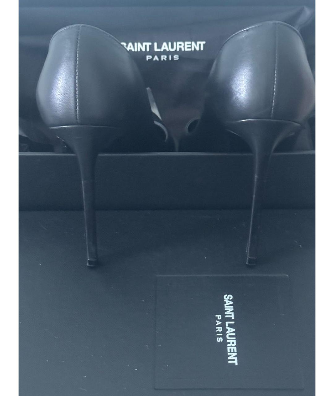 SAINT LAURENT Черные кожаные туфли, фото 4