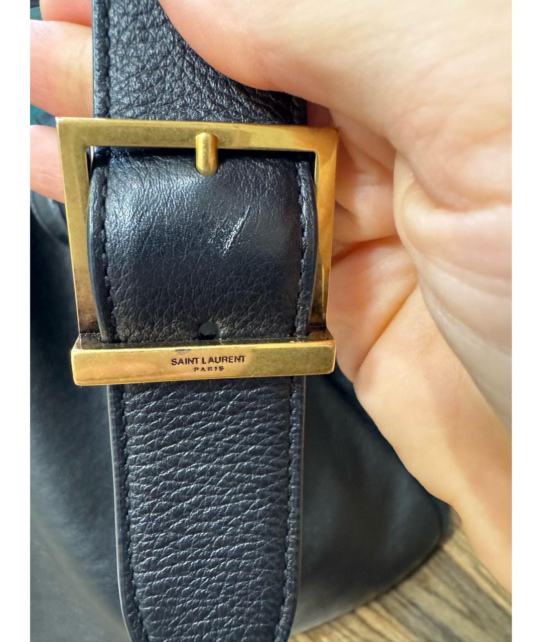 SAINT LAURENT Черная кожаная сумка тоут, фото 5
