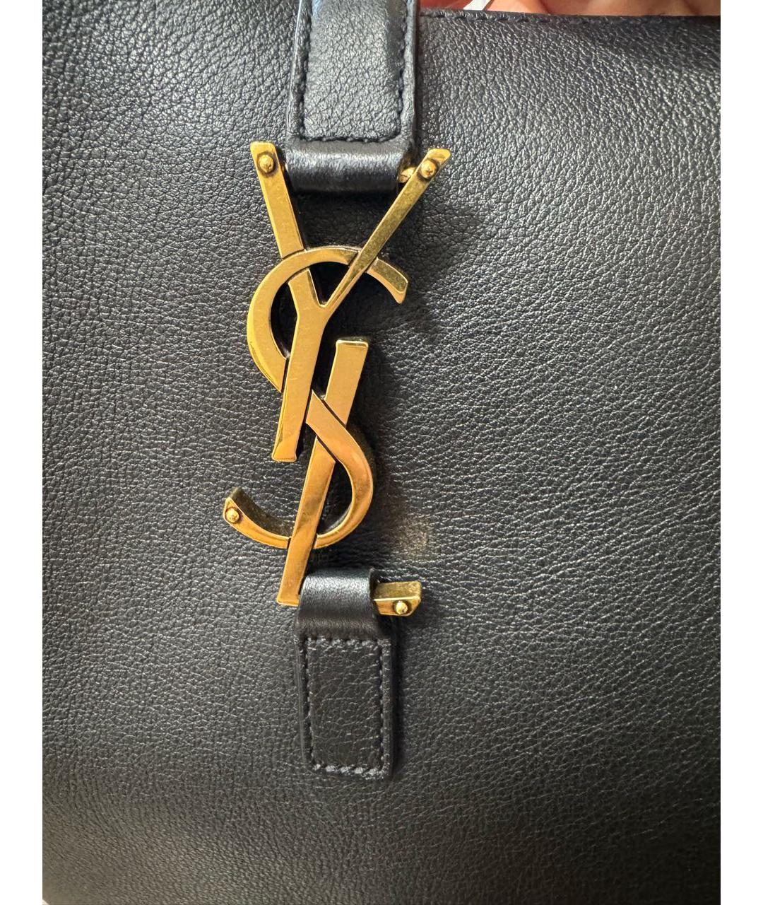 SAINT LAURENT Черная кожаная сумка тоут, фото 4