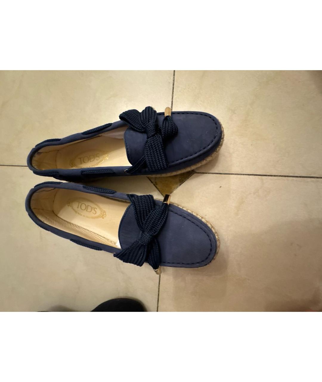 TOD'S Синие нубуковые мокасины, фото 5