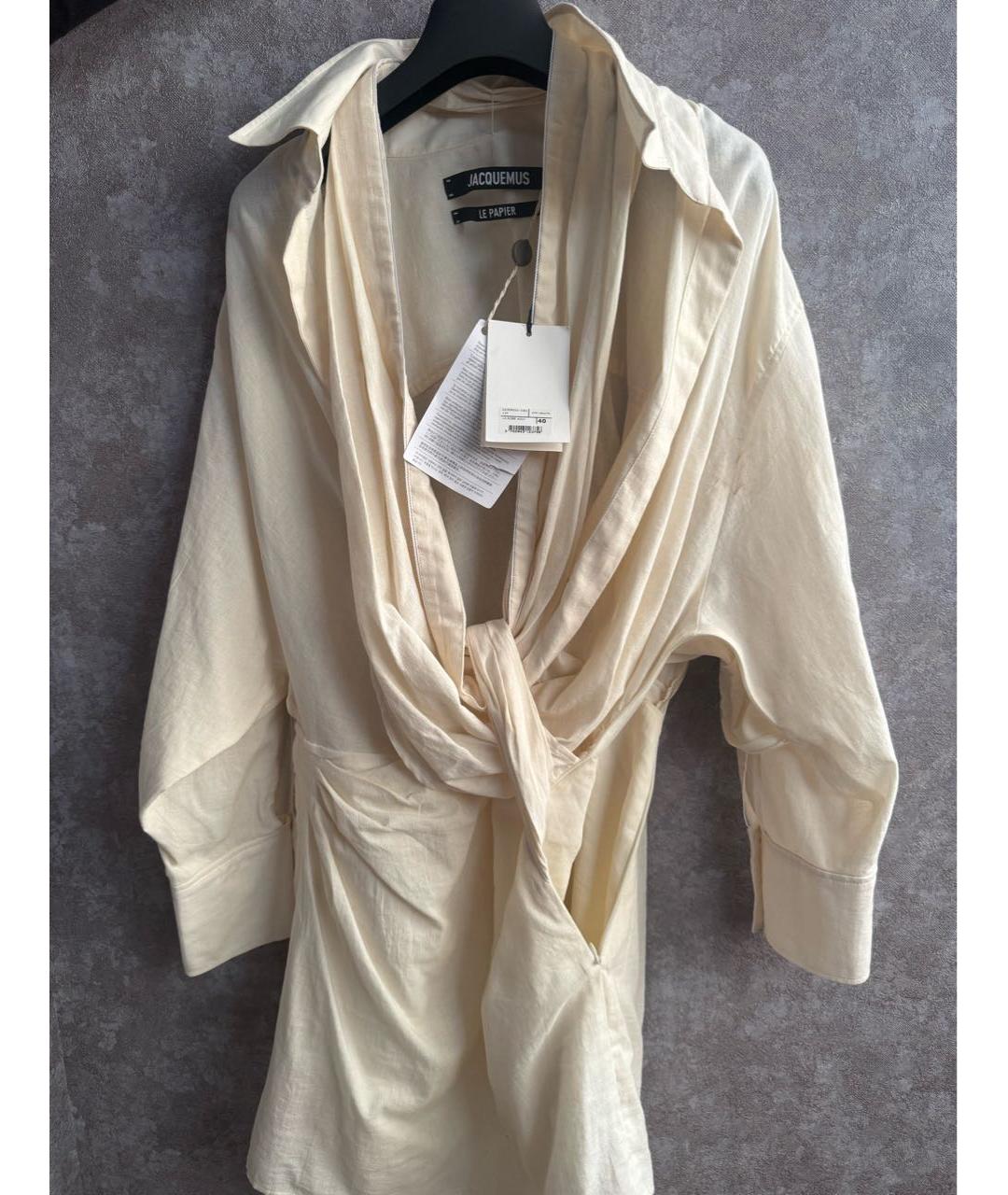 JACQUEMUS Белое хлопковое повседневное платье, фото 4