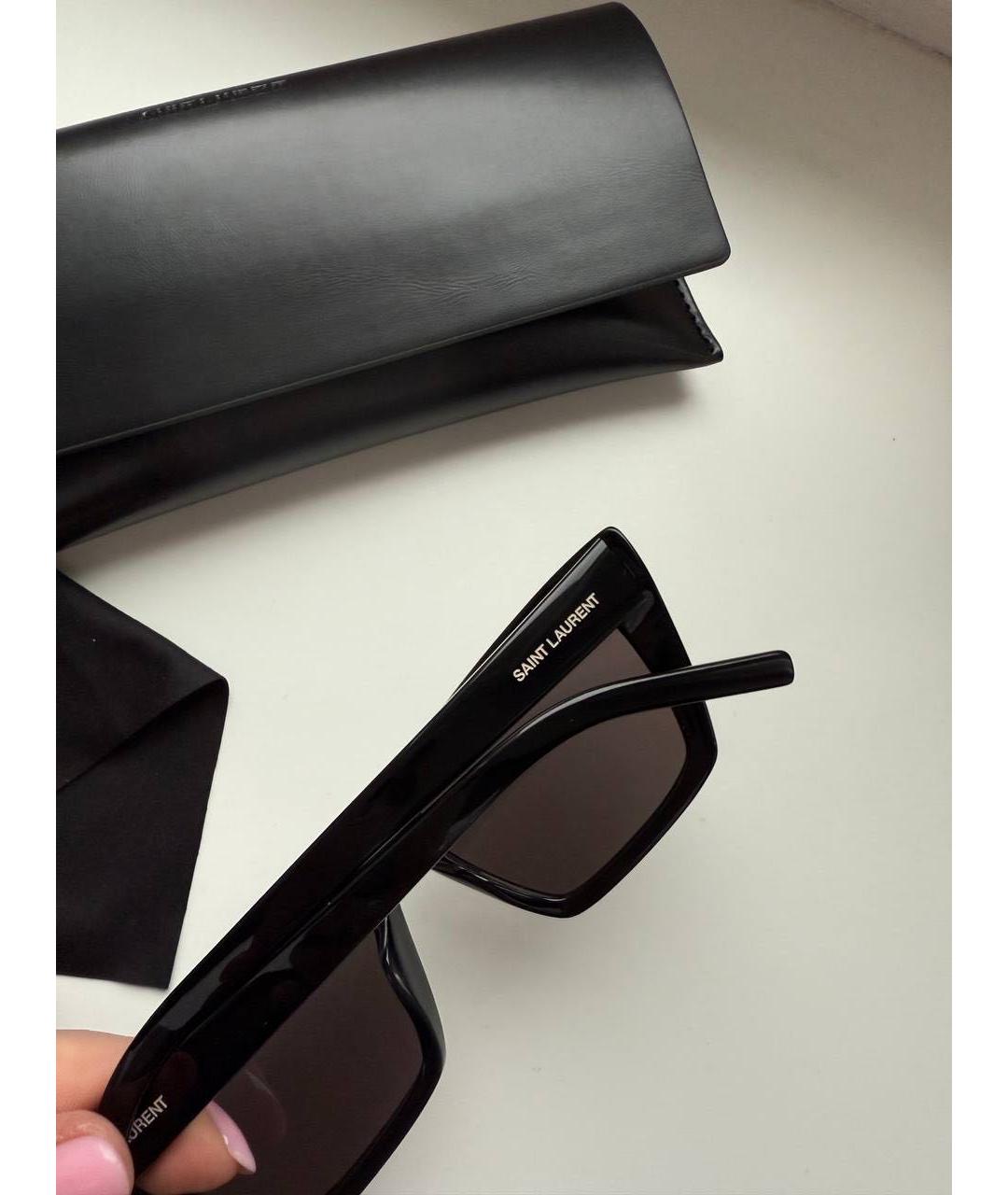 SAINT LAURENT Черные пластиковые солнцезащитные очки, фото 3