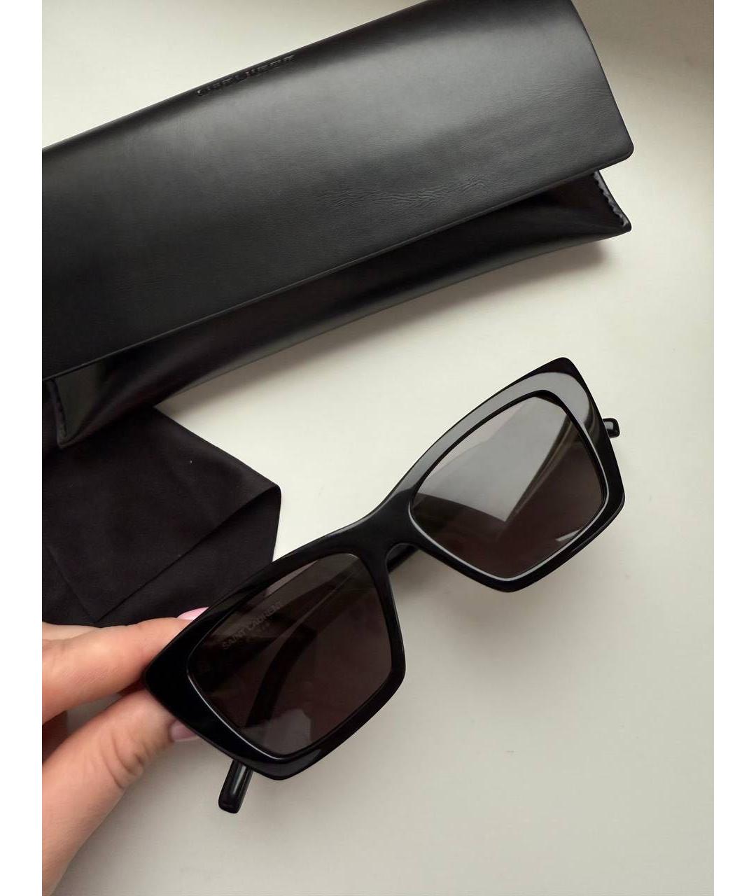 SAINT LAURENT Черные пластиковые солнцезащитные очки, фото 2