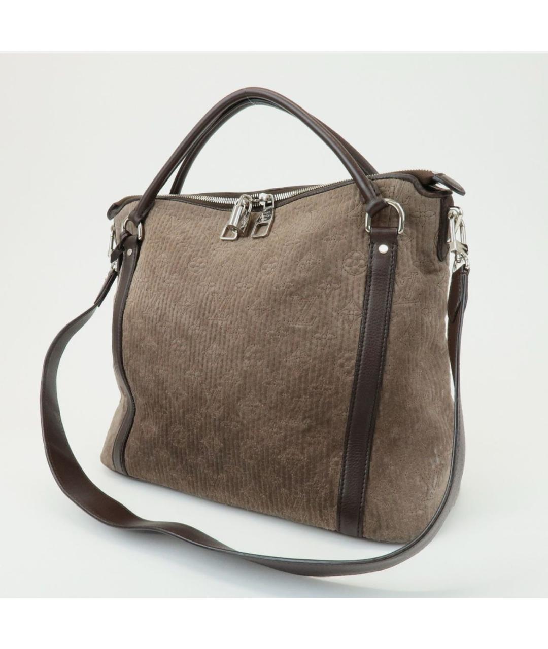 LOUIS VUITTON Коричневая замшевая сумка тоут, фото 2