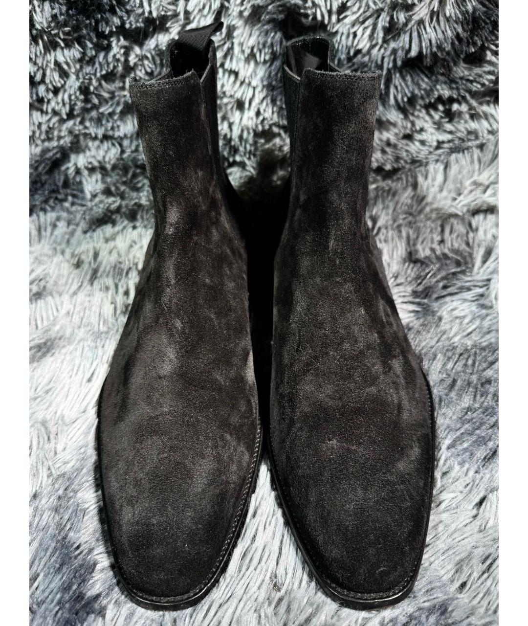 SAINT LAURENT Черные замшевые высокие ботинки, фото 3