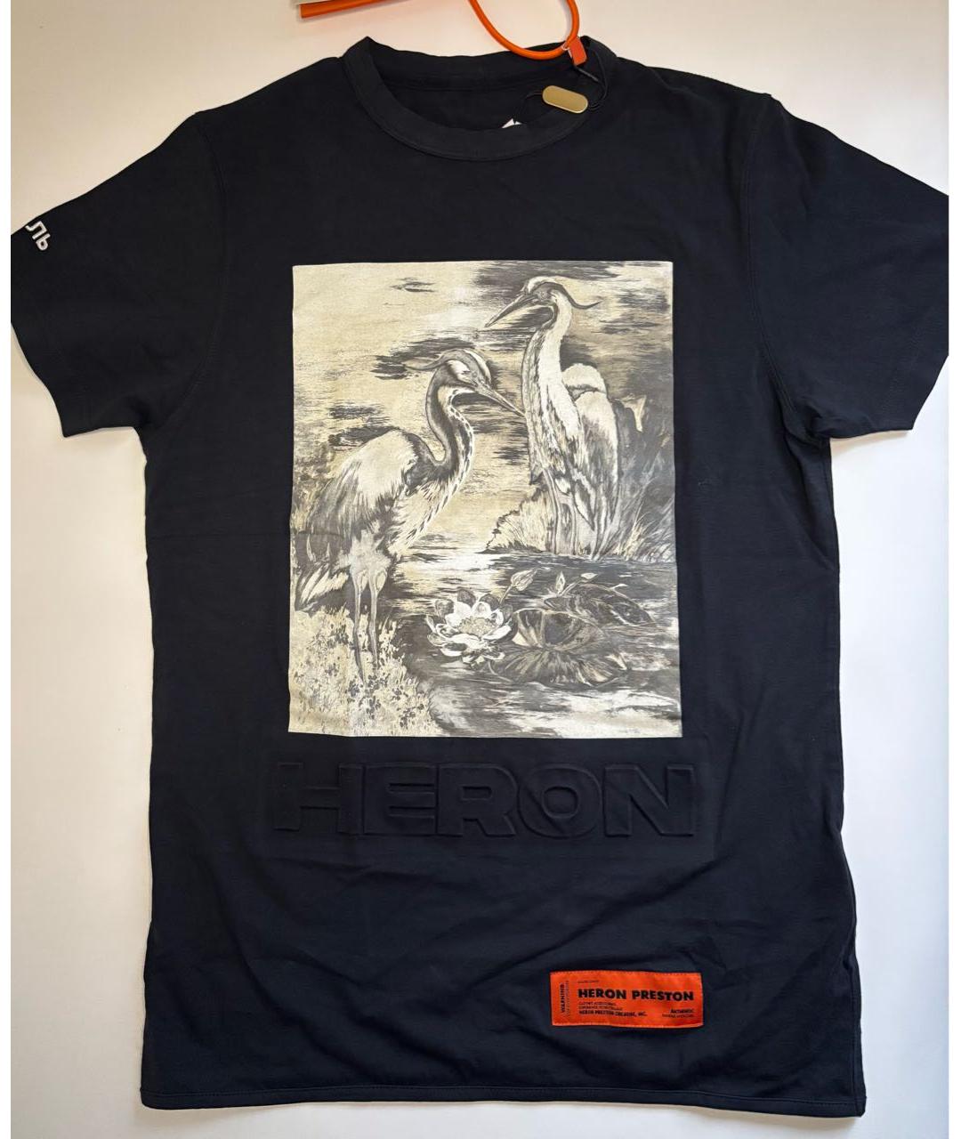 HERON PRESTON Черная хлопковая футболка, фото 7