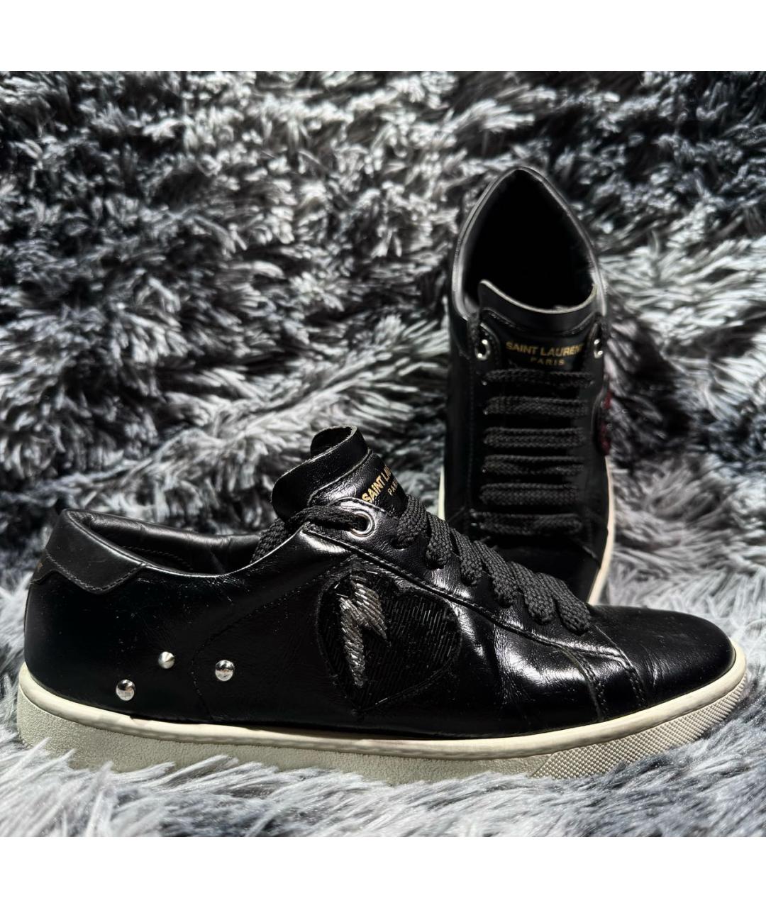 SAINT LAURENT Черные кожаные кеды, фото 3
