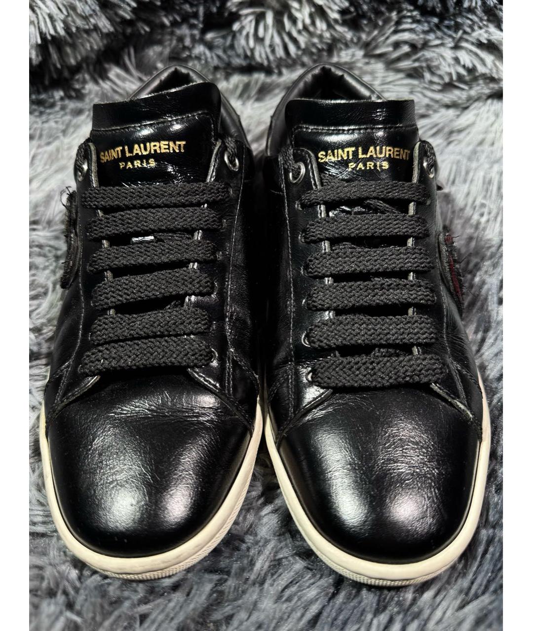 SAINT LAURENT Черные кожаные кеды, фото 2