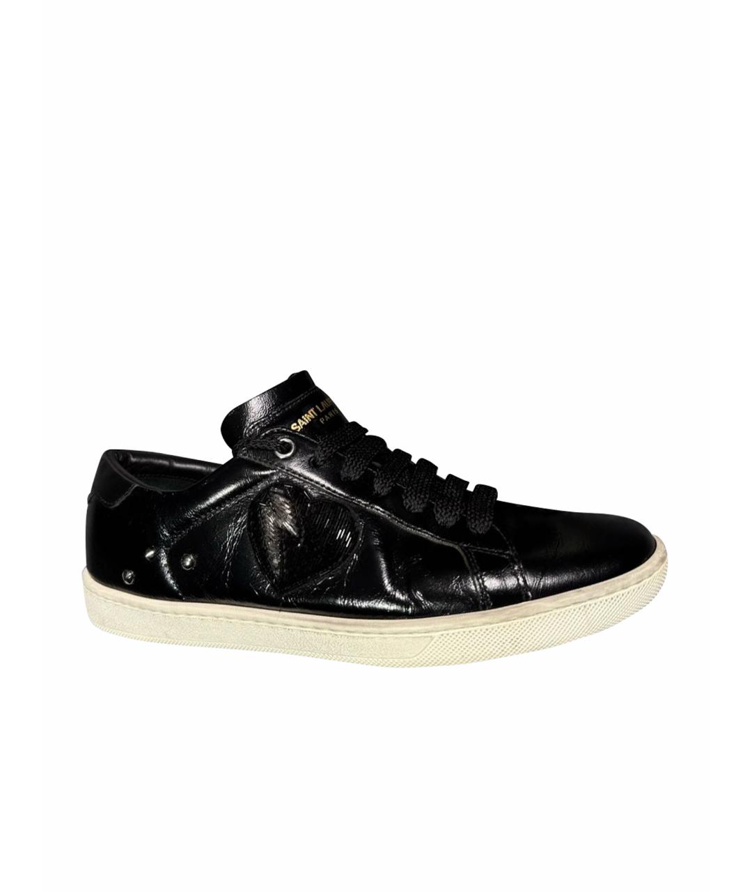 SAINT LAURENT Черные кожаные кеды, фото 1