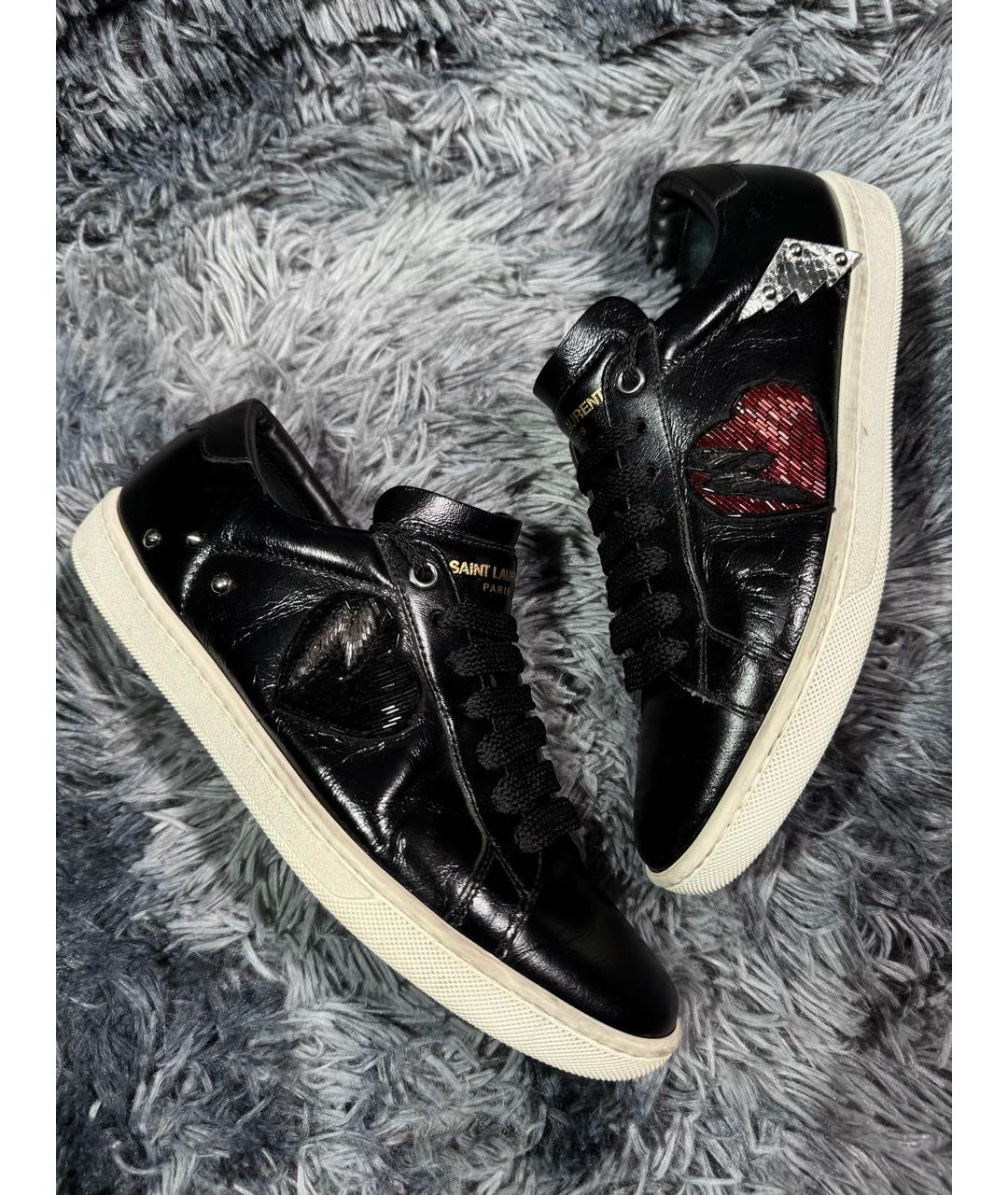 SAINT LAURENT Черные кожаные кеды, фото 8