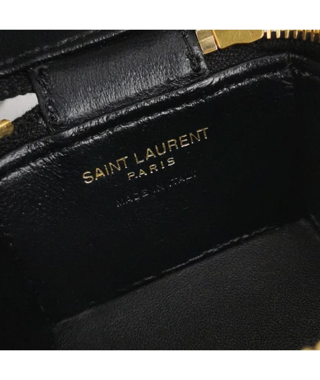 SAINT LAURENT Черная кожаная сумка с короткими ручками, фото 7