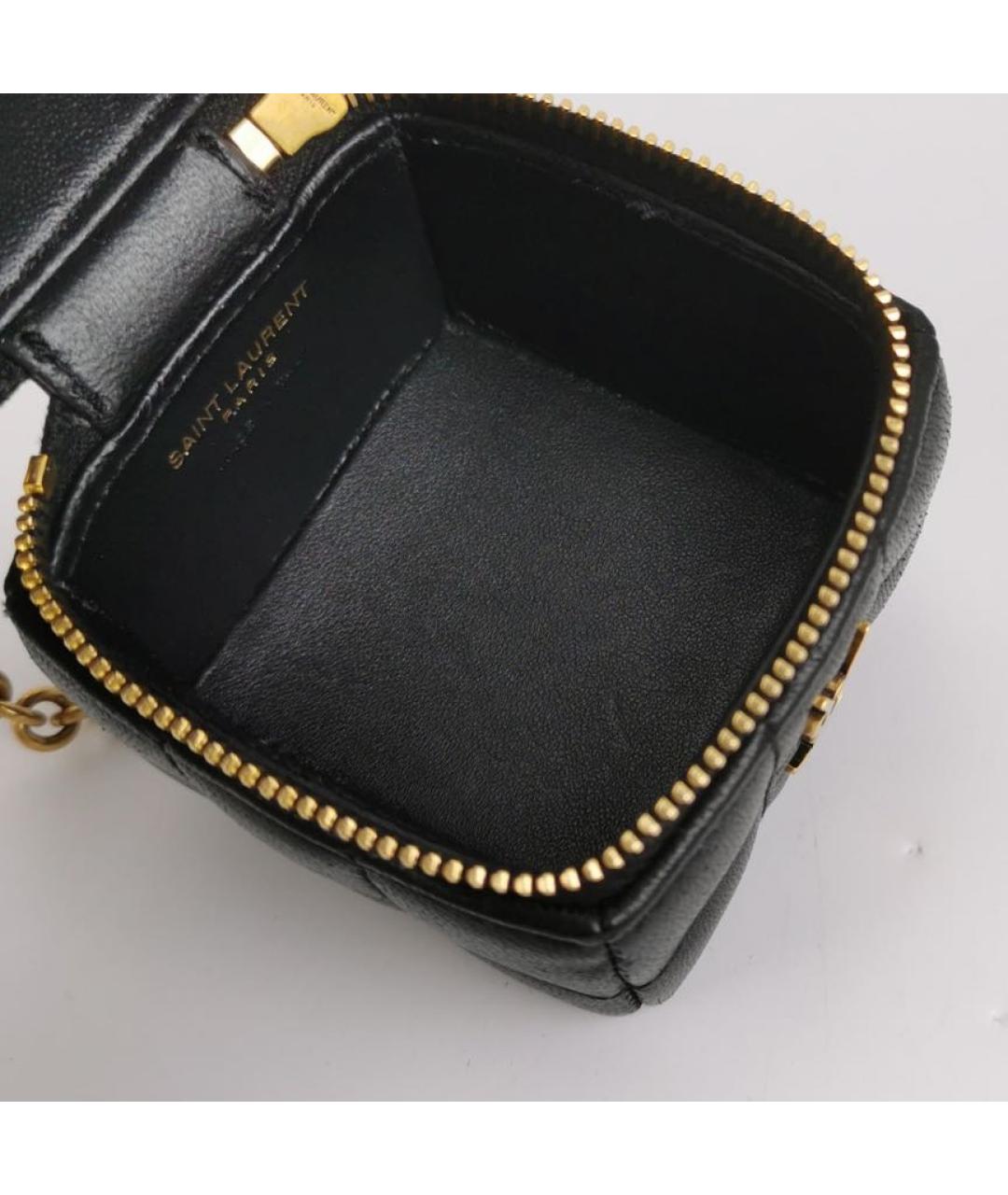 SAINT LAURENT Черная кожаная сумка с короткими ручками, фото 6