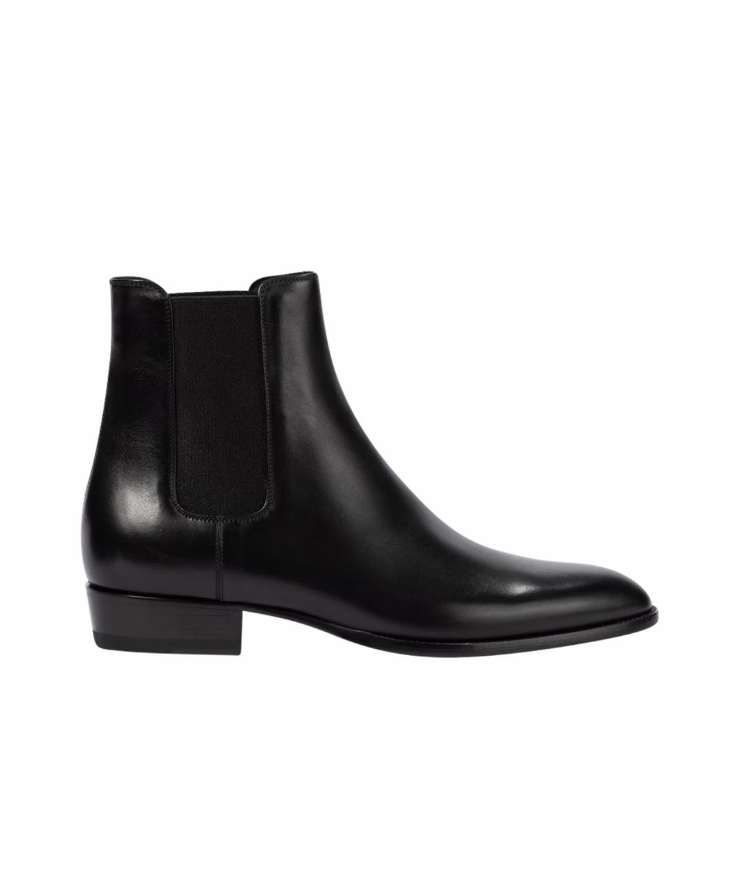 SAINT LAURENT Черные кожаные высокие ботинки, фото 1