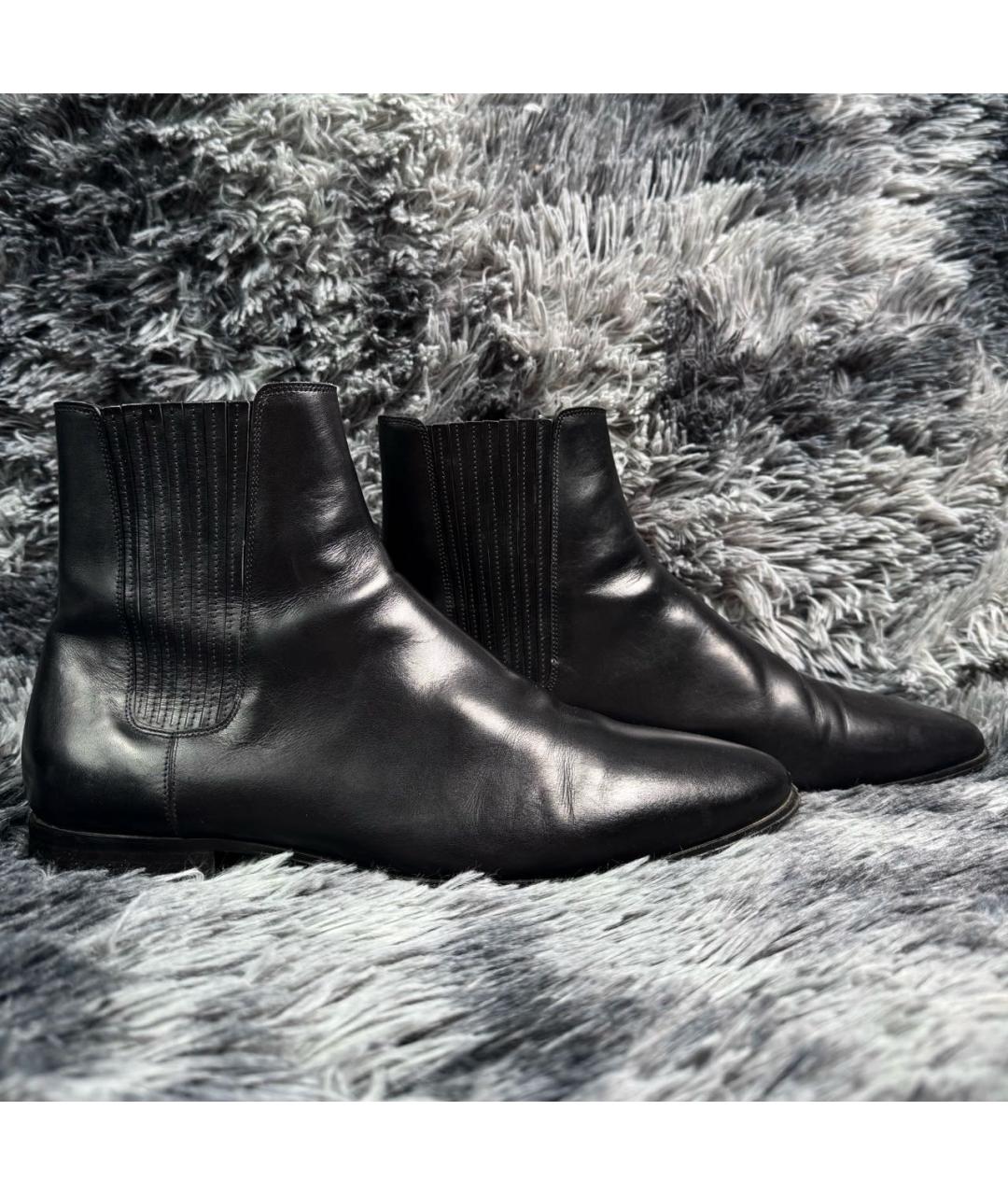 SAINT LAURENT Черные кожаные высокие ботинки, фото 7