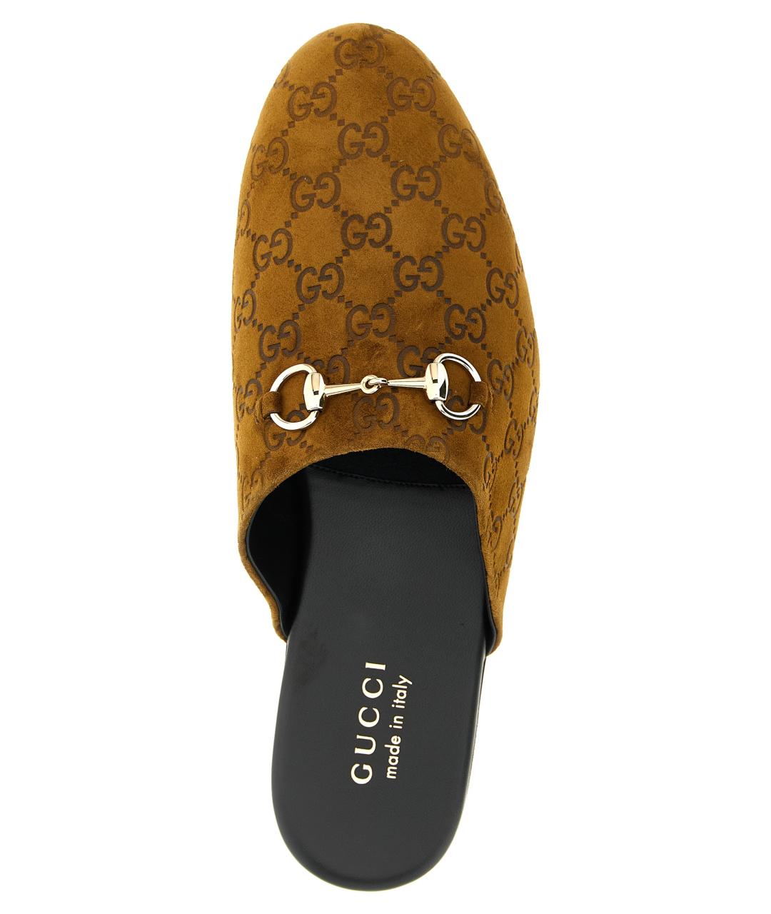 GUCCI Коричневые замшевые шлепанцы, фото 4