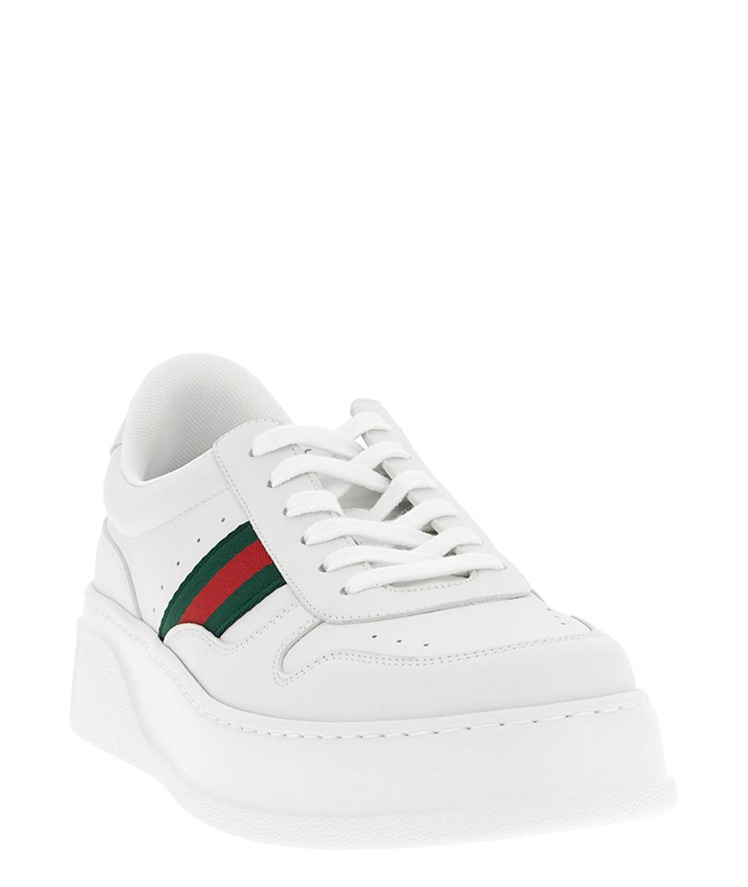 GUCCI Белые кожаные низкие кроссовки / кеды, фото 2