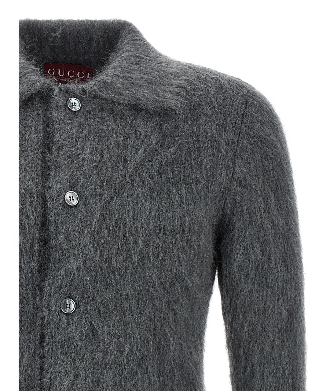 GUCCI Серый шерстяной кардиган, фото 3
