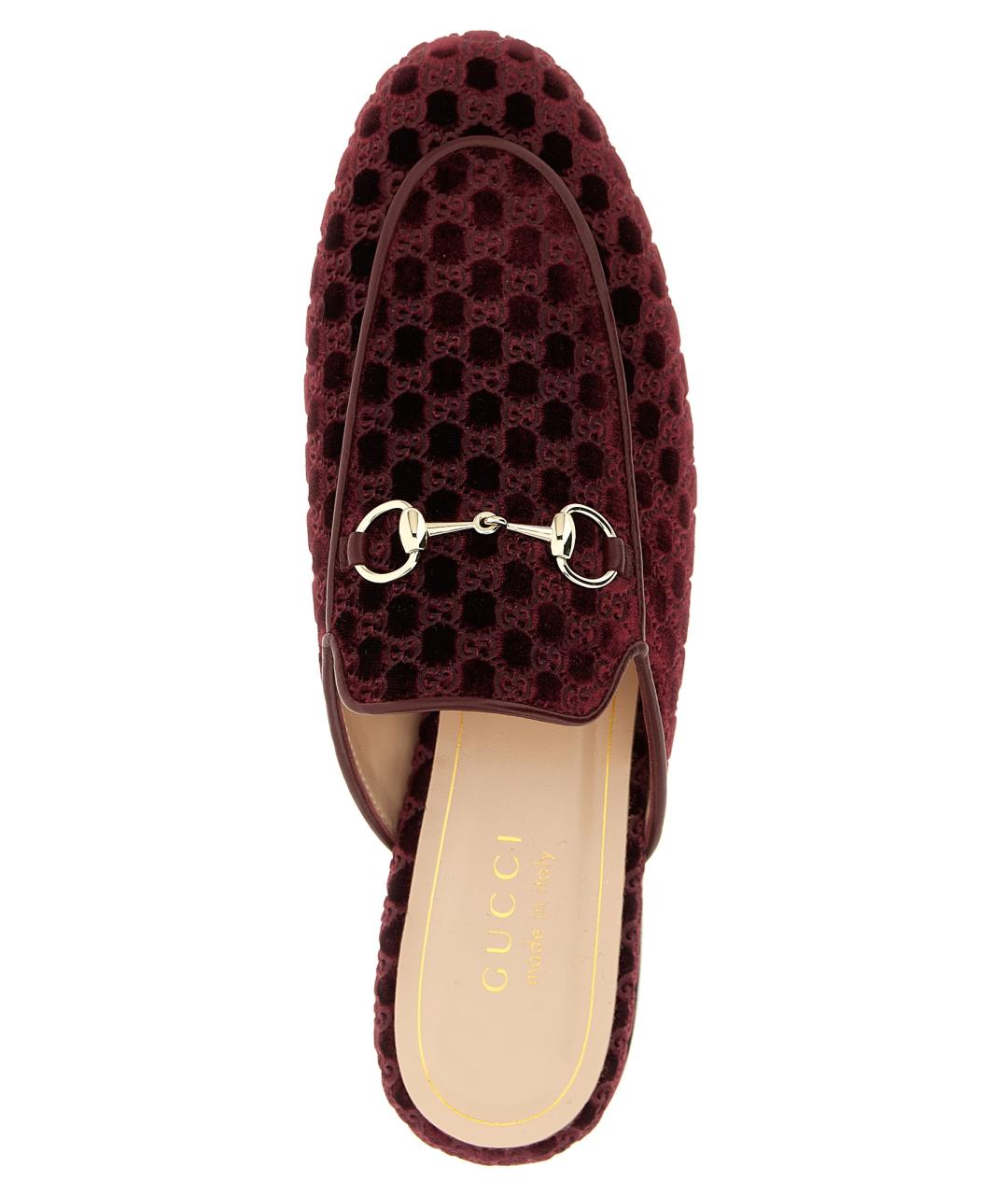 GUCCI Бордовые замшевые сабо, фото 4