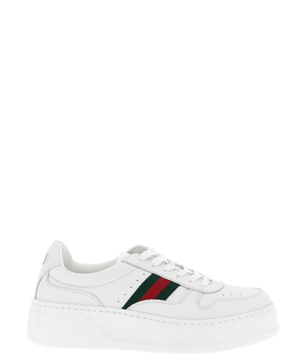 GUCCI Белые кожаные кеды, фото 1