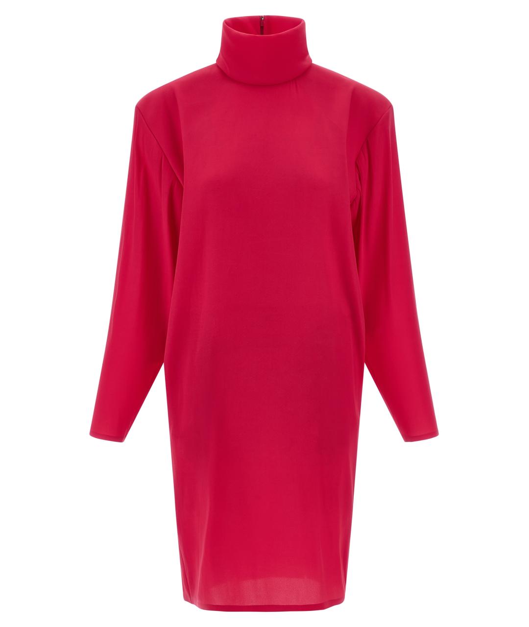 SAINT LAURENT Фуксия шелковое повседневное платье, фото 1