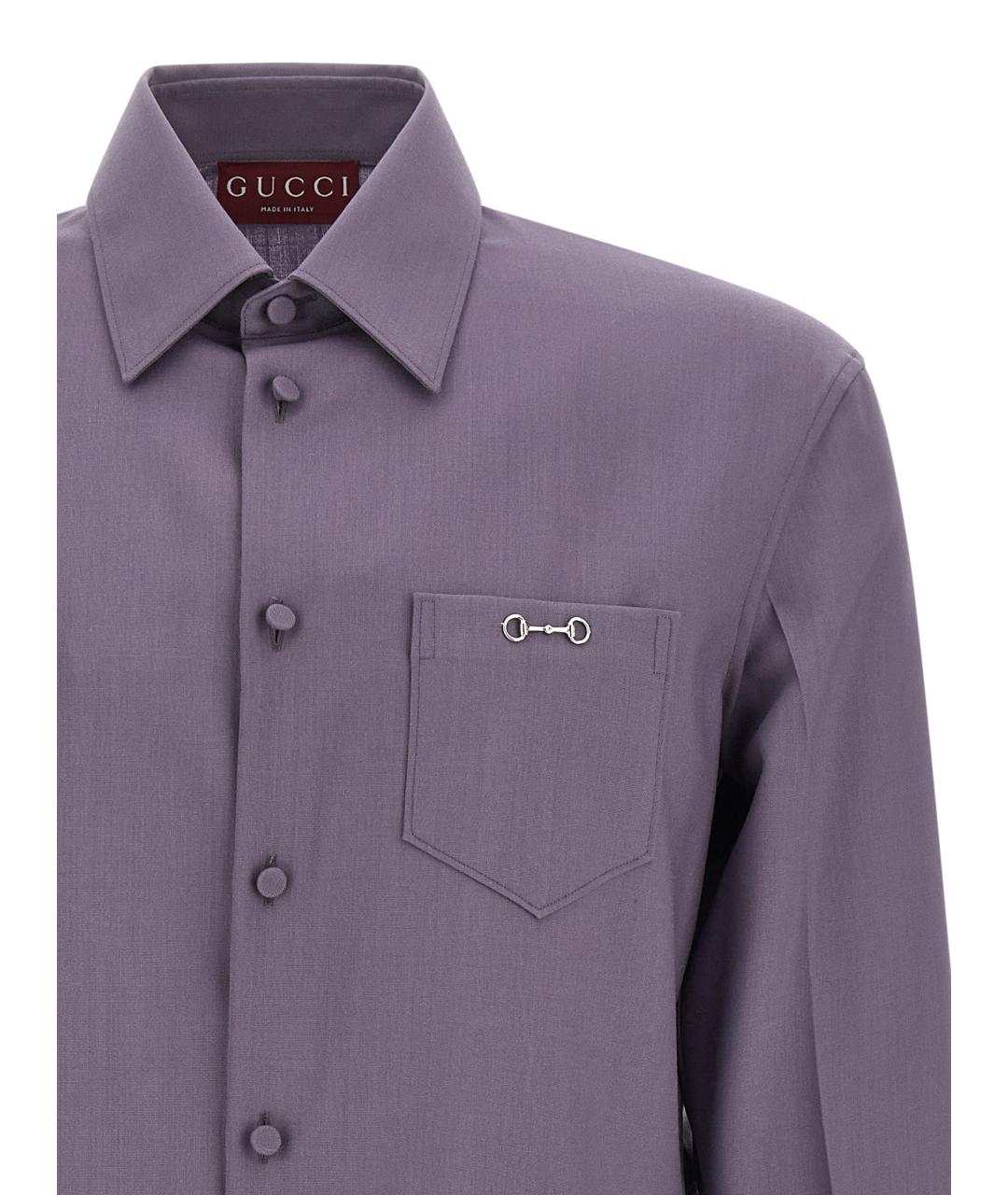 GUCCI Фиолетовая шерстяная кэжуал рубашка, фото 3