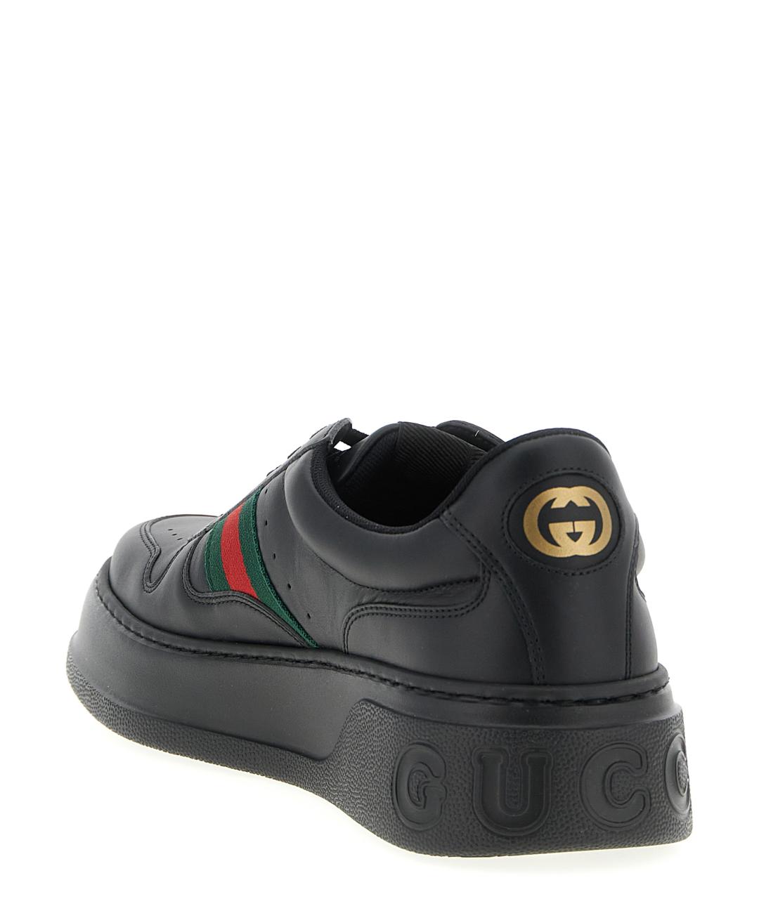 GUCCI Черные кожаные низкие кроссовки / кеды, фото 3