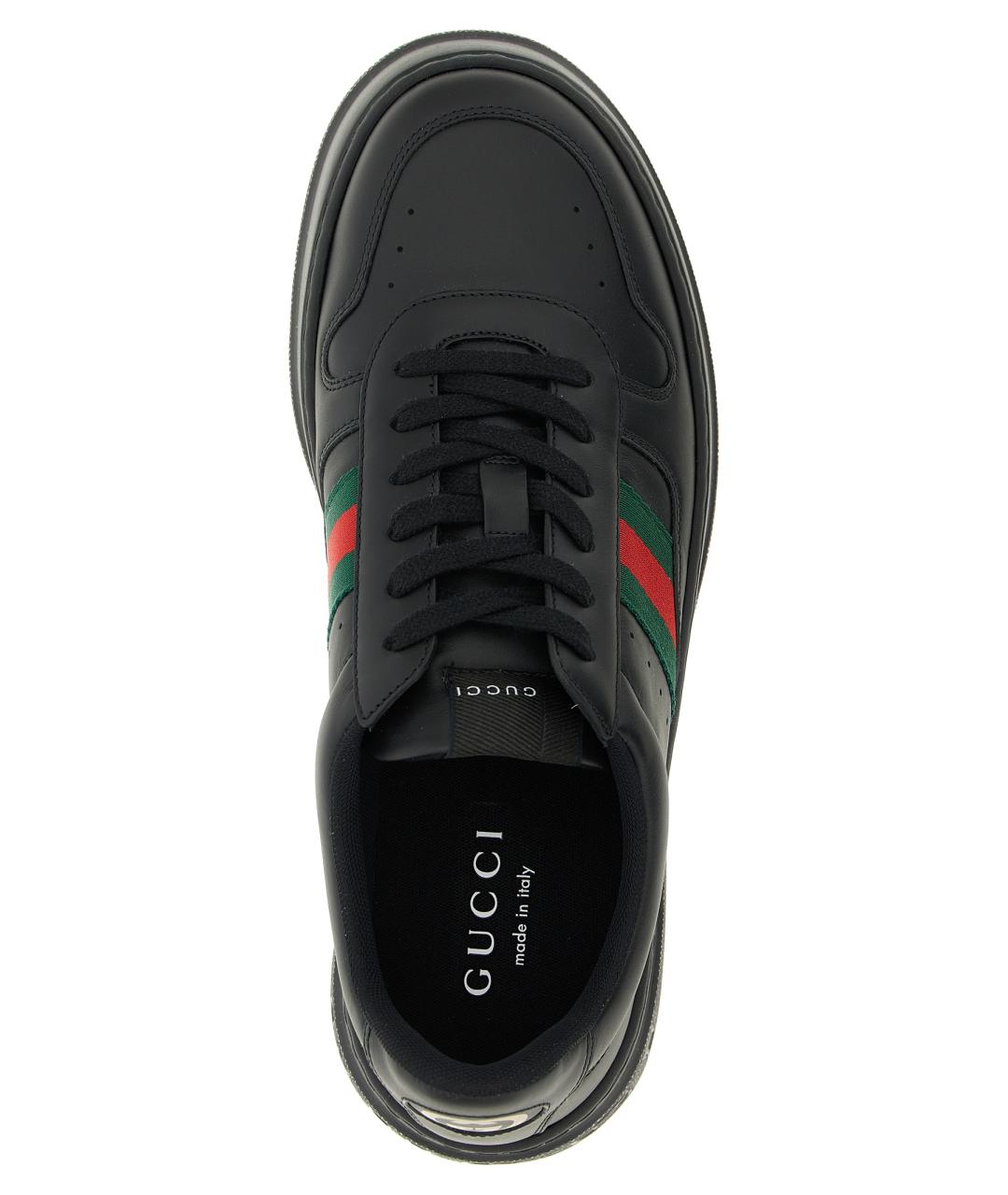 GUCCI Черные кожаные низкие кроссовки / кеды, фото 4