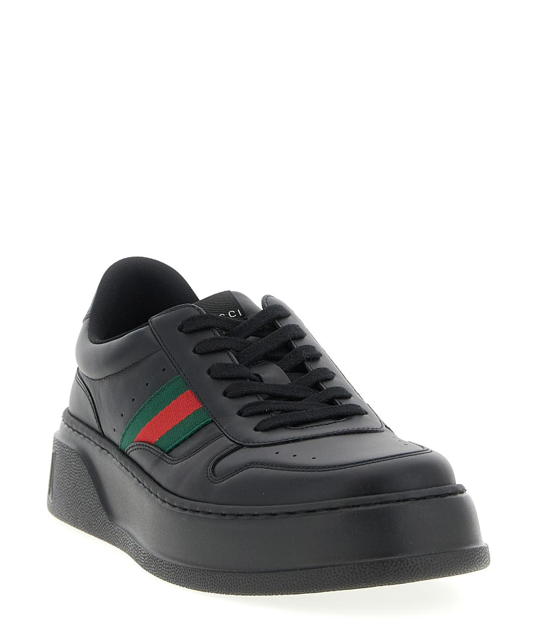 GUCCI Черные кожаные низкие кроссовки / кеды, фото 2