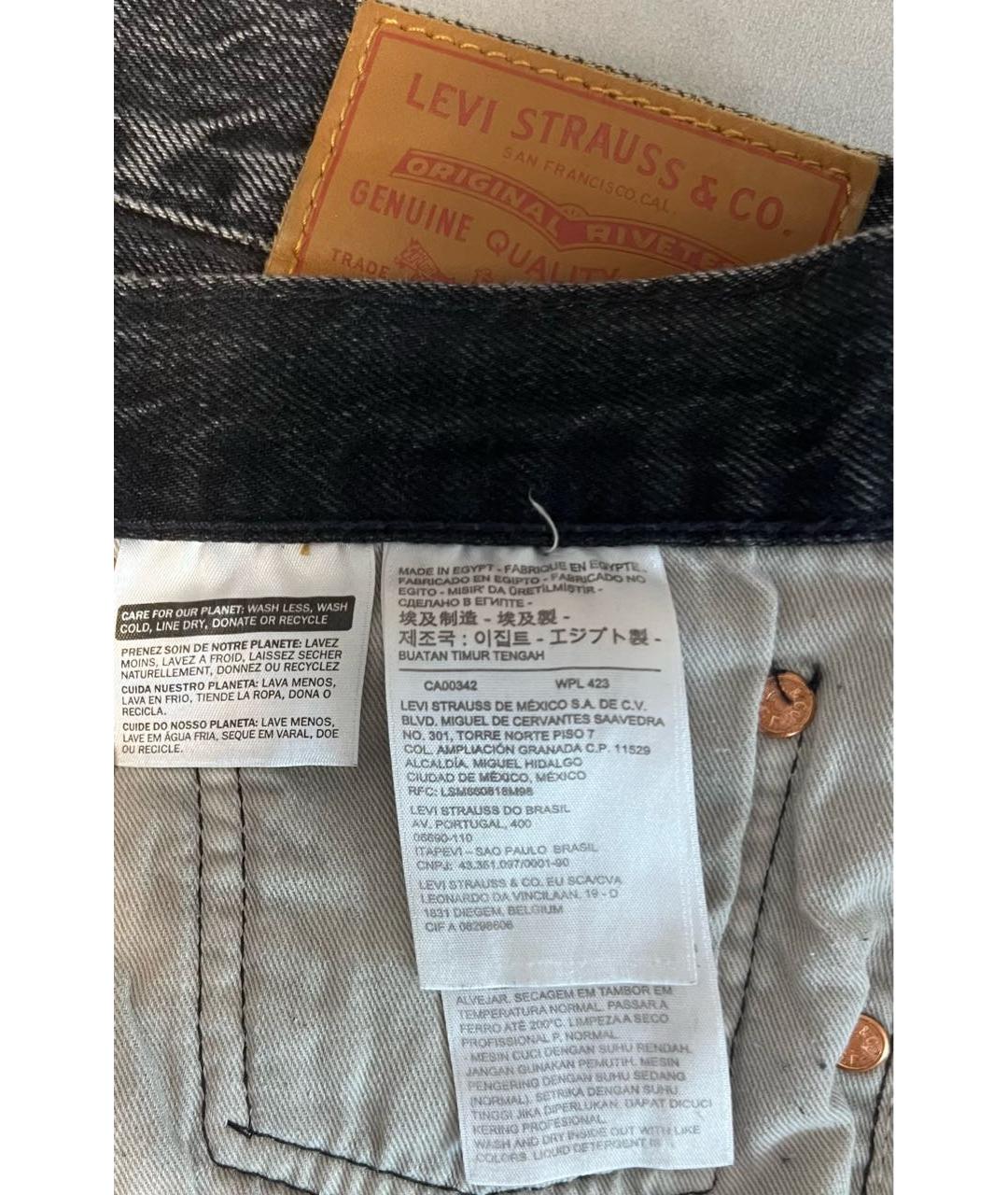 LEVI'S Черные хлопковые прямые джинсы, фото 4