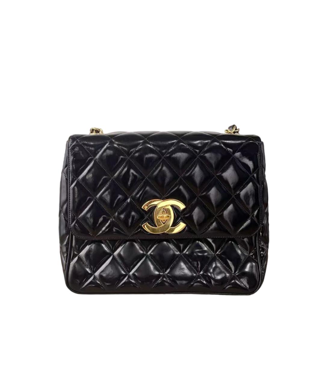 CHANEL Черная сумка через плечо из лакированной кожи, фото 6