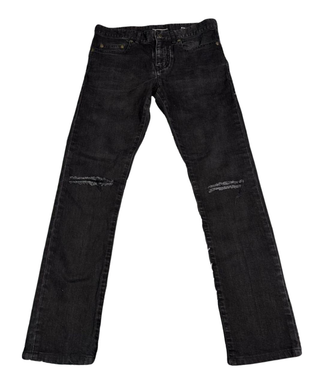 SAINT LAURENT Черные хлопковые джинсы скинни, фото 1