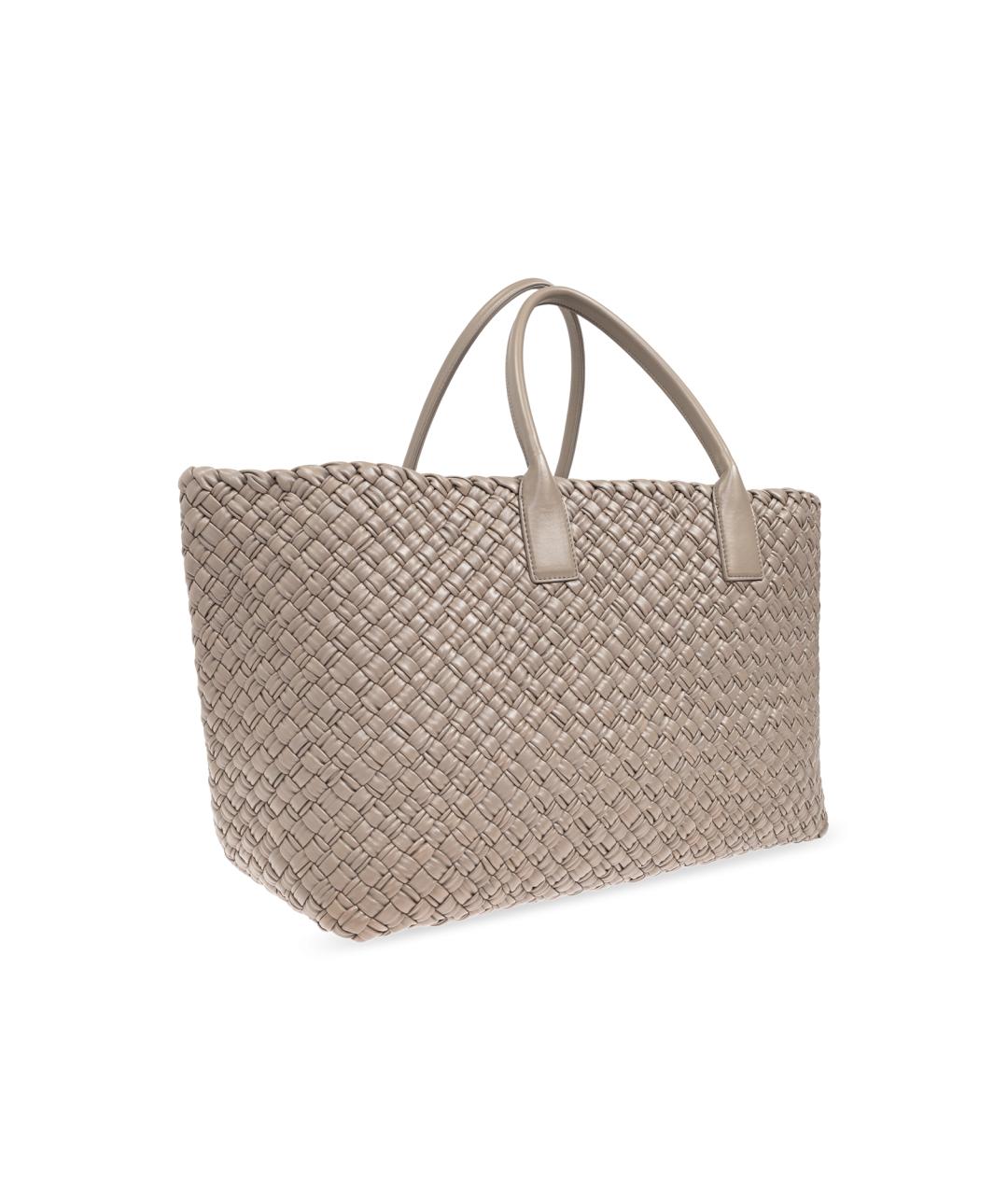 BOTTEGA VENETA Бежевая кожаная сумка тоут, фото 4